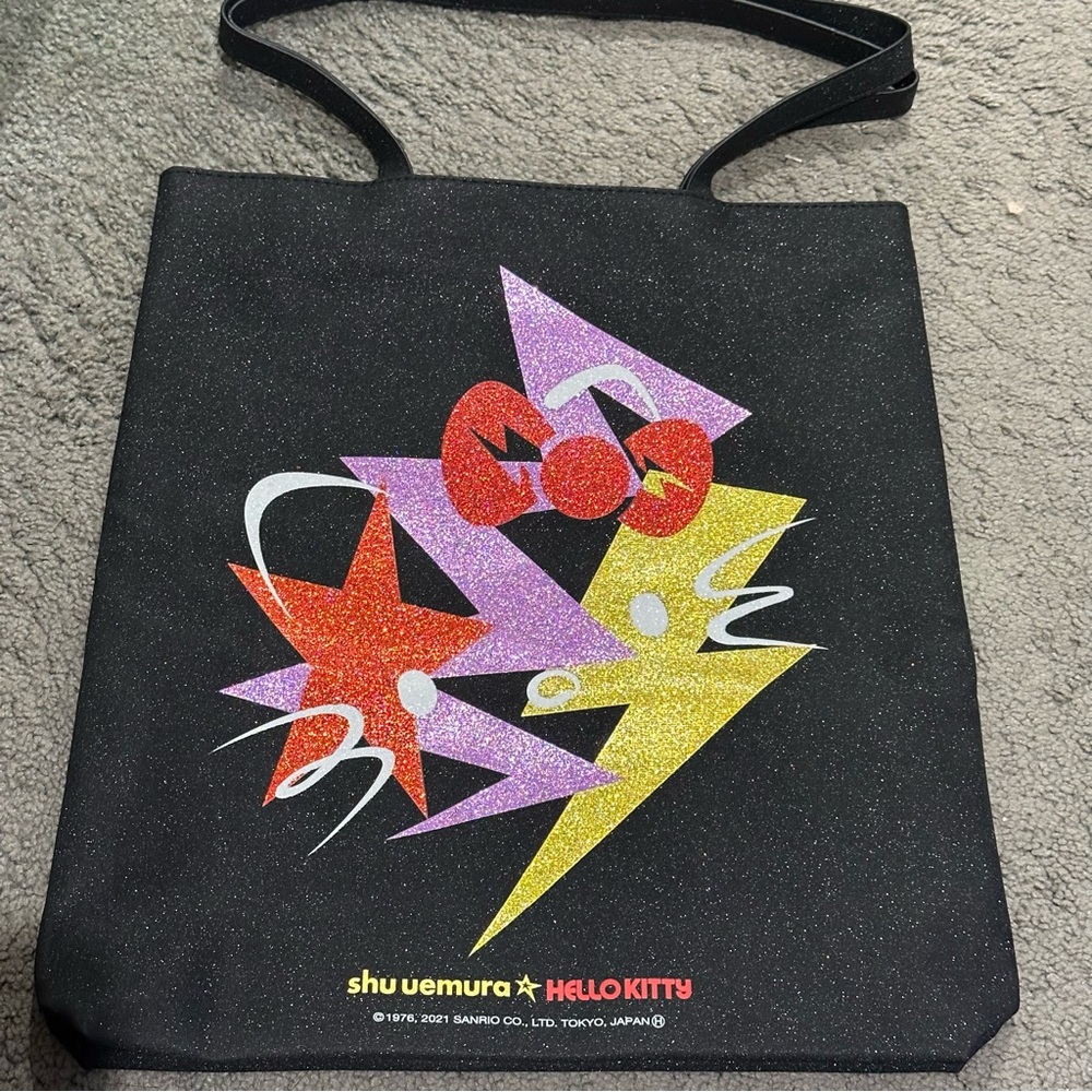 New Hello Kitty x Shu Uemura tote bag black sparkly